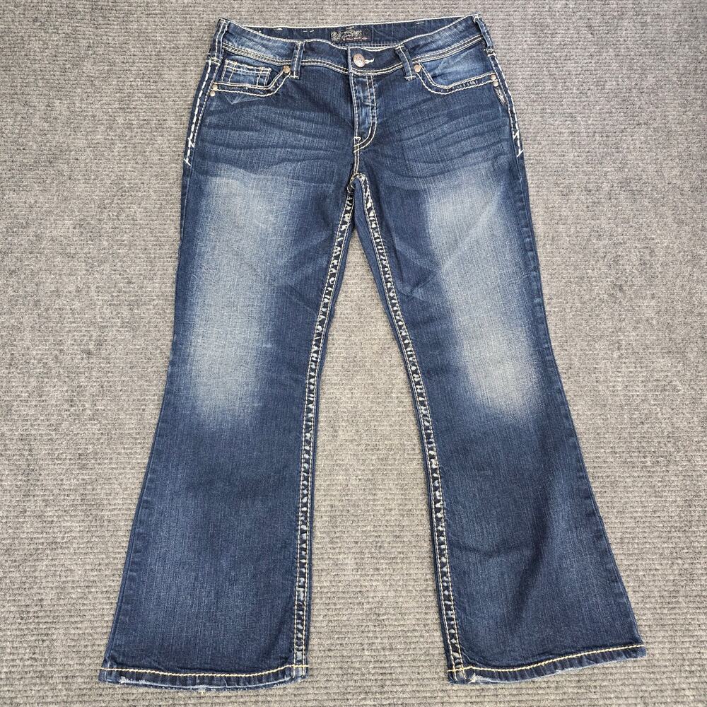 Silver Jeans Co Suki Womens 34x30 Measures 32x29 Bootcut Blue Stretch Jeans